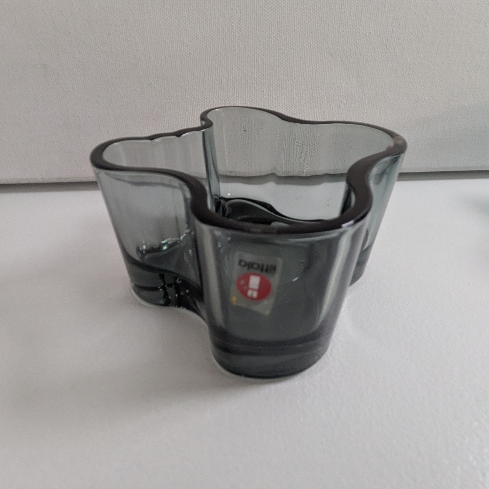 IITTALA Alvar Aalto Gray GLASS Votive TEALIGHT CANDLE HOLDER